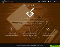 The landing page of Belletristica.
