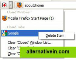 Session Manager undo close toolbar button menu