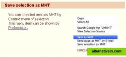 Save selection as MHT