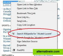 Context Menu Item for Wikipedia