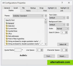 All Configurations Properties dialog, Display tab