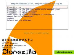 Boot menu of Clonezilla Live