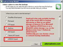 Live SkyDrive or WebDAV as target for backups 