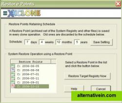Restore Points dialog box