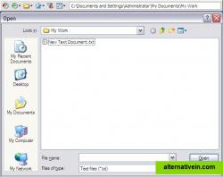 Screenshot: FlashFolder toolbar attached to common file open dialog