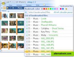 File bookmarks. Visual highlight of specific files and folders. Selection and other processing of marked files.