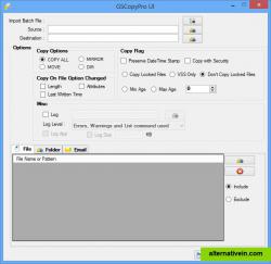 GSCopyPro also offers a full UI so that you do not have to script or type complex commands, you simple select source, destination and check boxes for things you want done (copy open files, copy NTFS security, email address to send to..etc), once done, you can then save it as a batch file to run later or click on run now and the job would be executed on the spot. Very clean and simple.