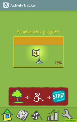 Main screen with current achievement
