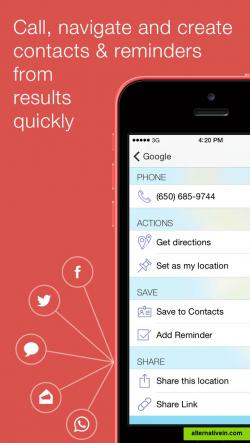 Call, navigate and create contacts and reminders from results quickly