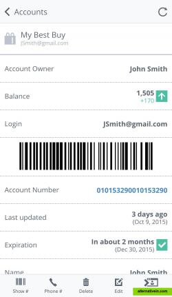 Accounts details (mobile app version)