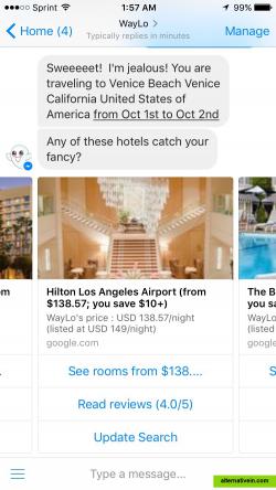 Booking a hotel through Facebook Messenger. Couldn't be easier. 