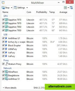 Brief Mode

MultiMiner also offers several views, allowing you to display as much or as little information as you like.