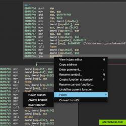 Binary patching via a right-click menu.