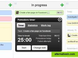 Time tracking with Pomodoro support. You can optionally track the time you are working on a task by using a timer.  The timer supports the popular Pomodoro technique for time management. The Pomodoro technique recommends working with full focus for 25 minutes before taking a short break. Then work another 25 minutes followed by another break. And so on.