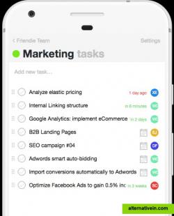 View of a list and its tasks