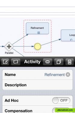 Opened Object Editor in a BPMN Presentation on iPhone