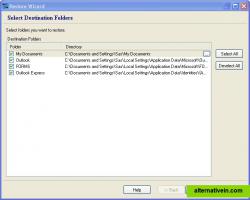 Restoring - Select Destination Folders
