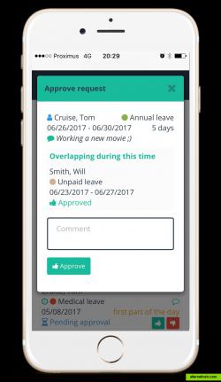 Mobile approval of a leave request