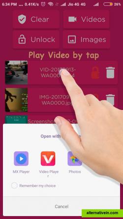 Play video on tap of list item