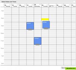 Simple drag and drop calendar for choosing times.