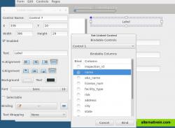 The gui builder in action - here binding a label to a data browser control. 