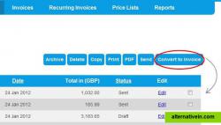 One click convert quotes to invoices