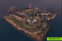 Aerial view of Universal Campus, a region available for use in OpenSimulator