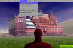 Open Cobalt user interface and avatar-enabled virtual environment containing .kmz mesh content imported from Google's 3D Warehouse