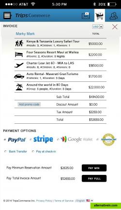 Travel Reservation Checkout & Payment options