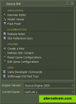 The Source SDK launcher menu. 