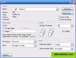 Select the FinePrint driver from the Print dialog box