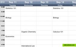 Class Schedule in Calander format