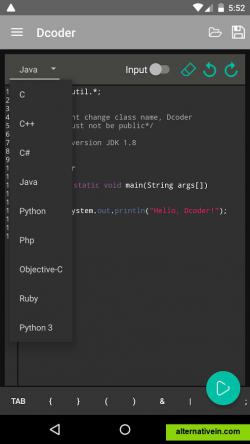 Dcoder mobile code compiler ide, multiple compiler support