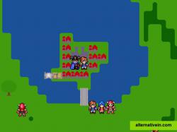 EasyRPG Player running a test game with plain map graphics