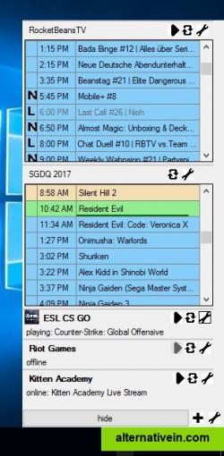 The preview window can be customized to inform about streams and schedules.