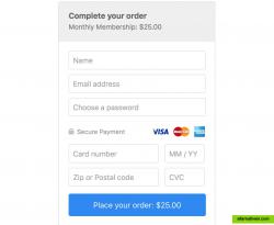 Customers click your buy link and are shown a simple modal payment overlay.