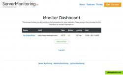 Monitoring Dashboard for HTTP and Ping Monitors.