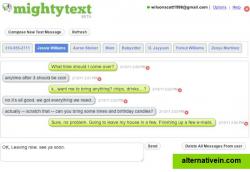 The MightyText Extension on Google Chrome, used to manage SMS messages