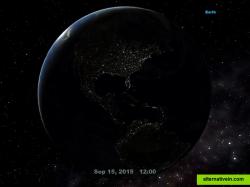 Earth's night side lit up by city lights