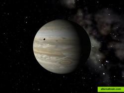 One of the Galilean satellites cast a shadow onto Jupiter