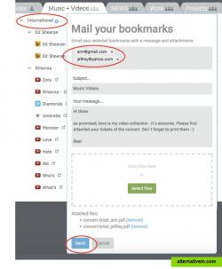 Email bookmark collections on click