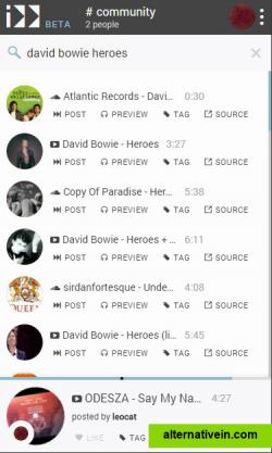 Search music to post from your smartphone