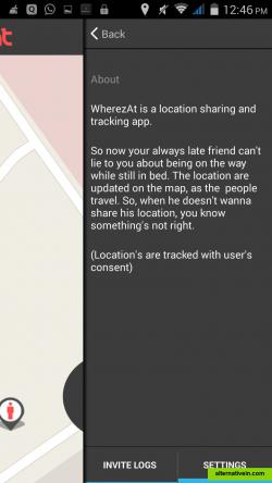 Wherezat App Location Tracking page