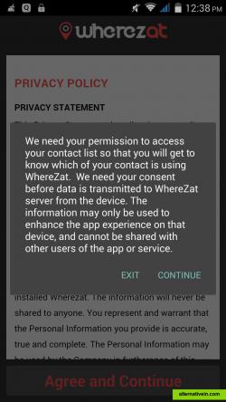 Wherezat App Contact Information Approval Page