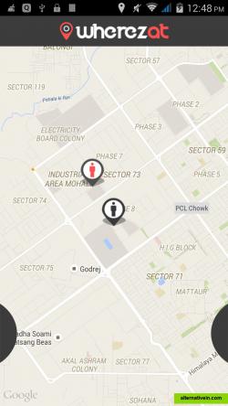 Wherezat App GPS Map page