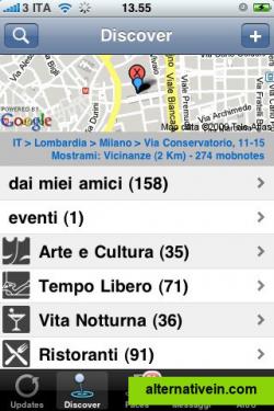 Discover tab, you can see or add nearby cool places, trendy venues