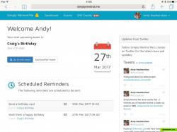 Your personal home page shows the next upcoming event, and the reminders for that event.