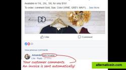 Customers order by commenting "sold"!