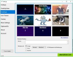 The settings form is where you configure the app. This shot shows wallpapers and desktop naming.