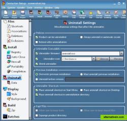 The Uninstall branch contains miscellaneous settings that affect the uninstaller.